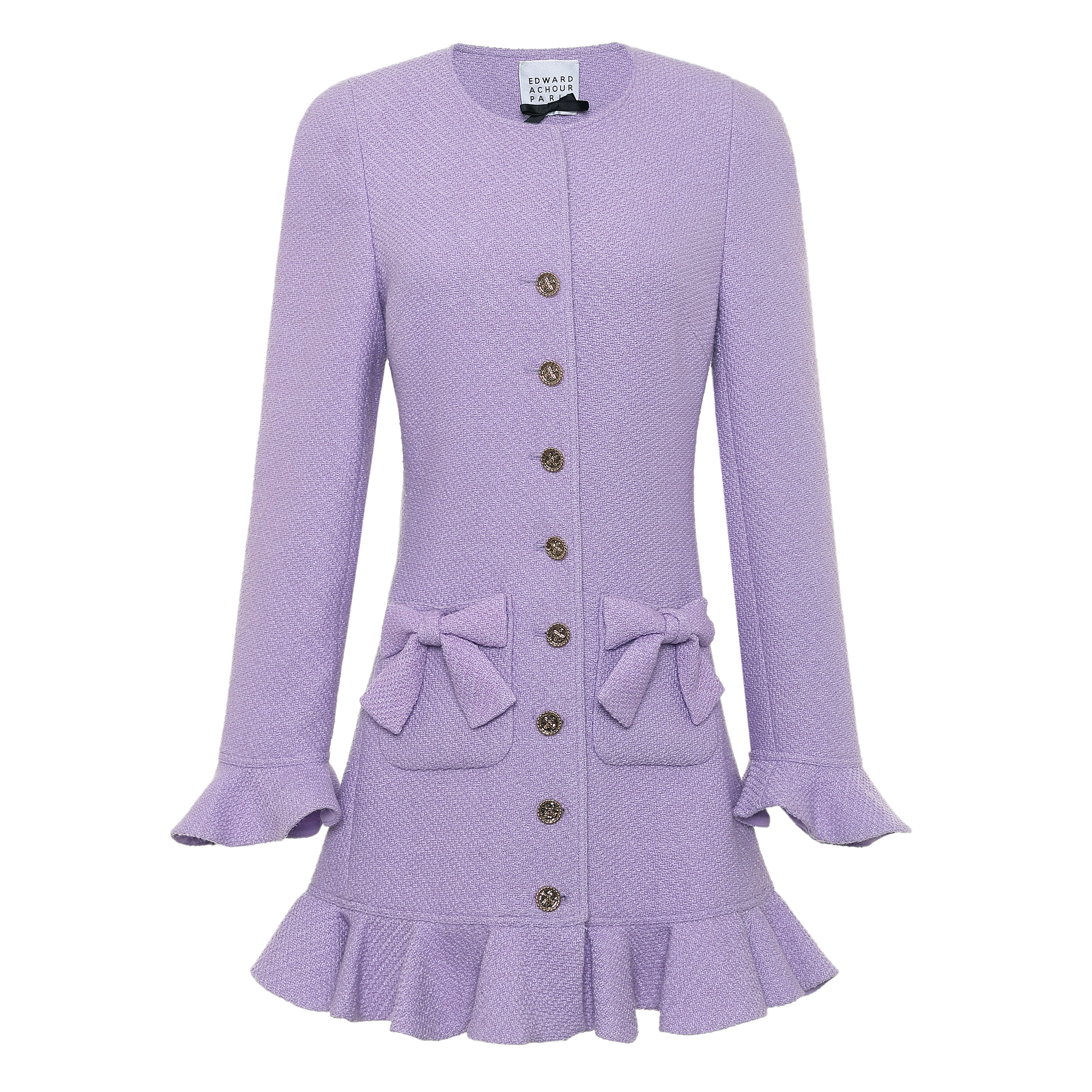 Bell shape lilac long ruffle jacket