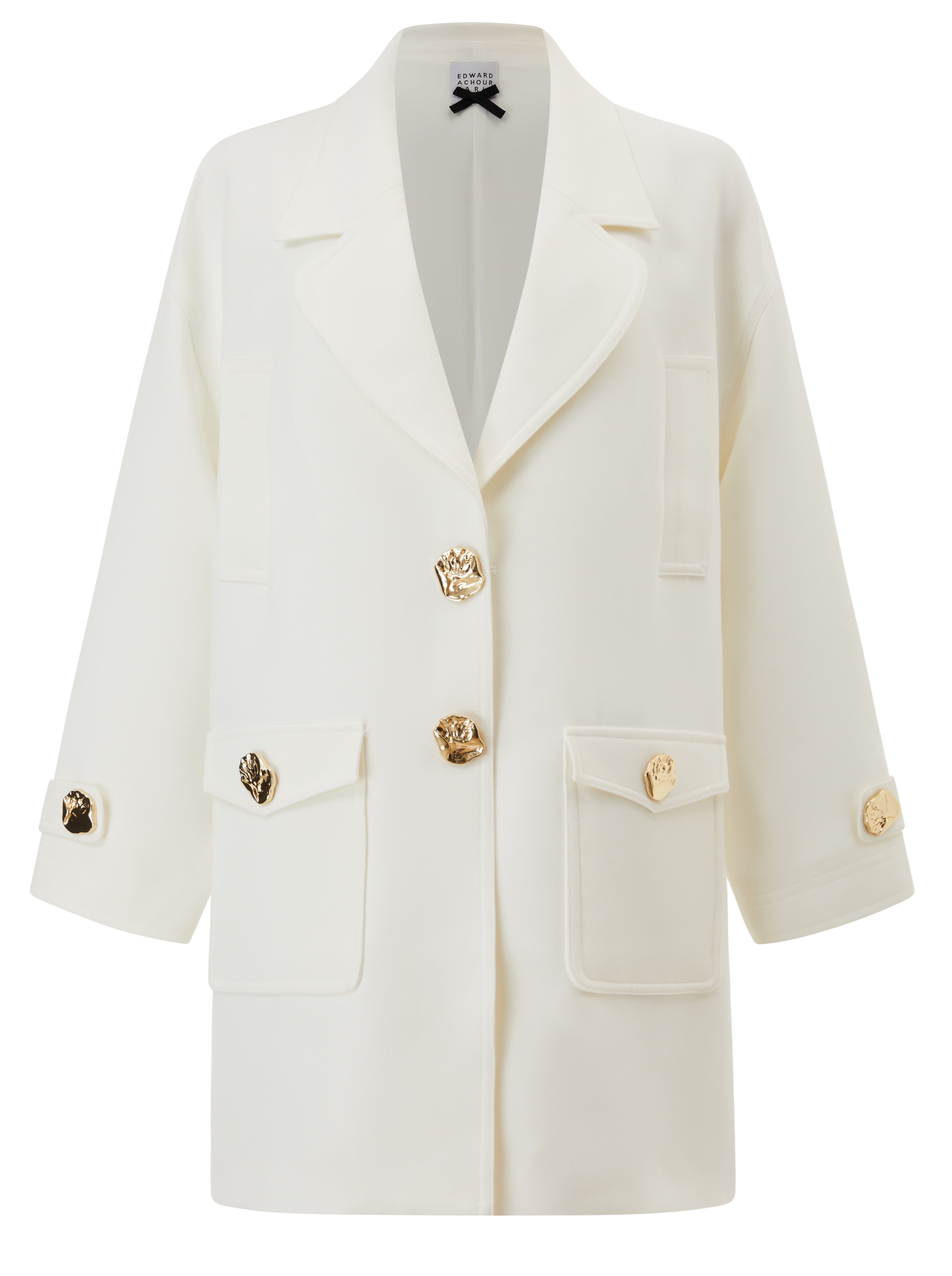 Ivory gabardine double breasted caban boxy coat