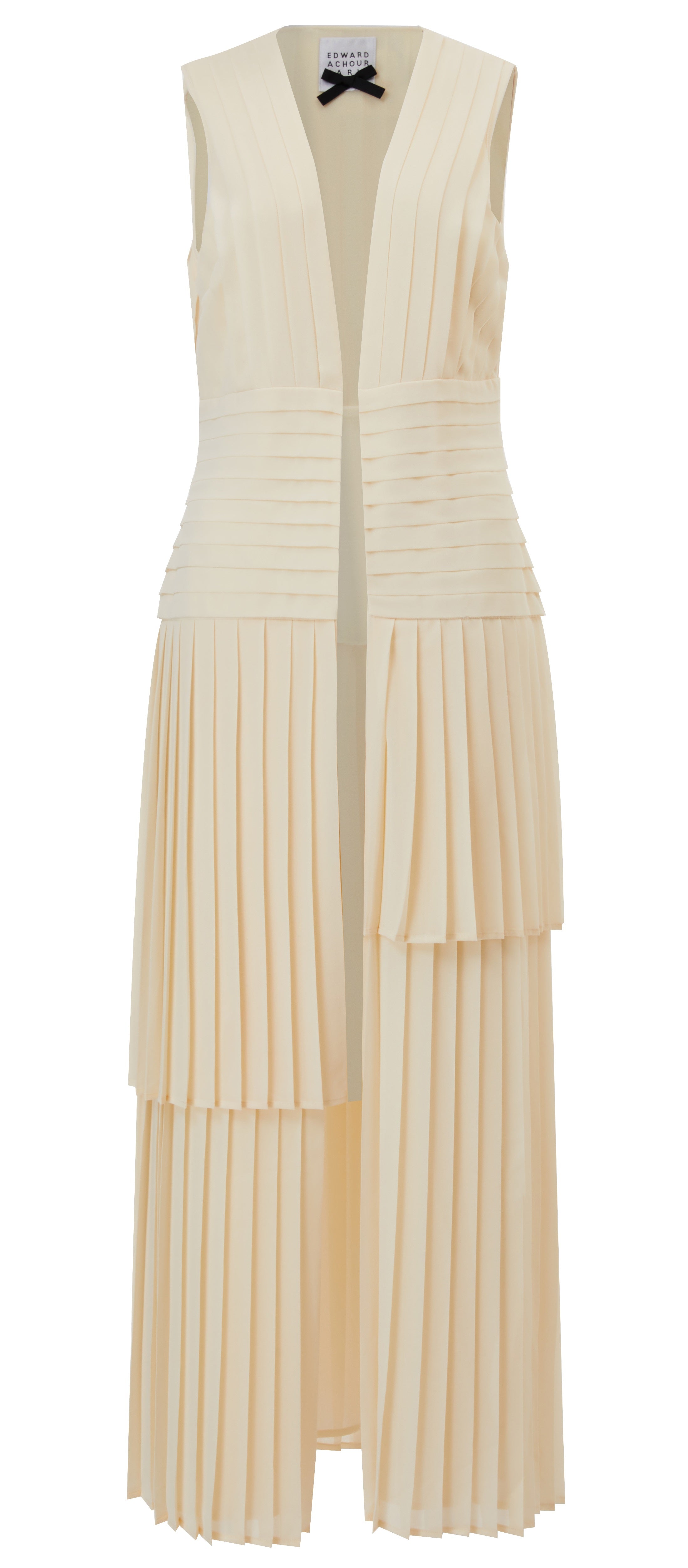 Multi asymmetrical pleats chiffon vest