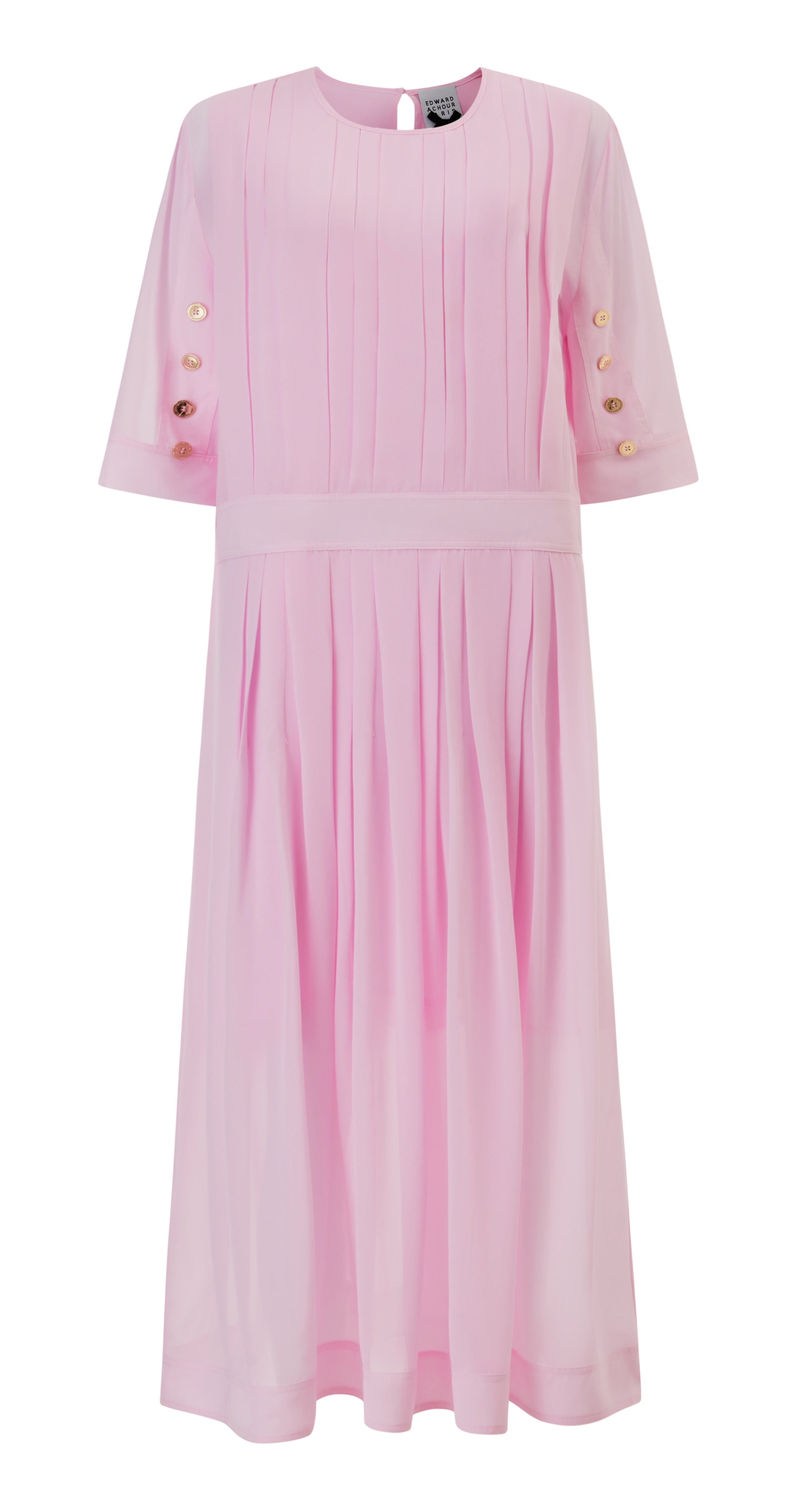 Boxy midi Lengh pastel chiffon pleated dress