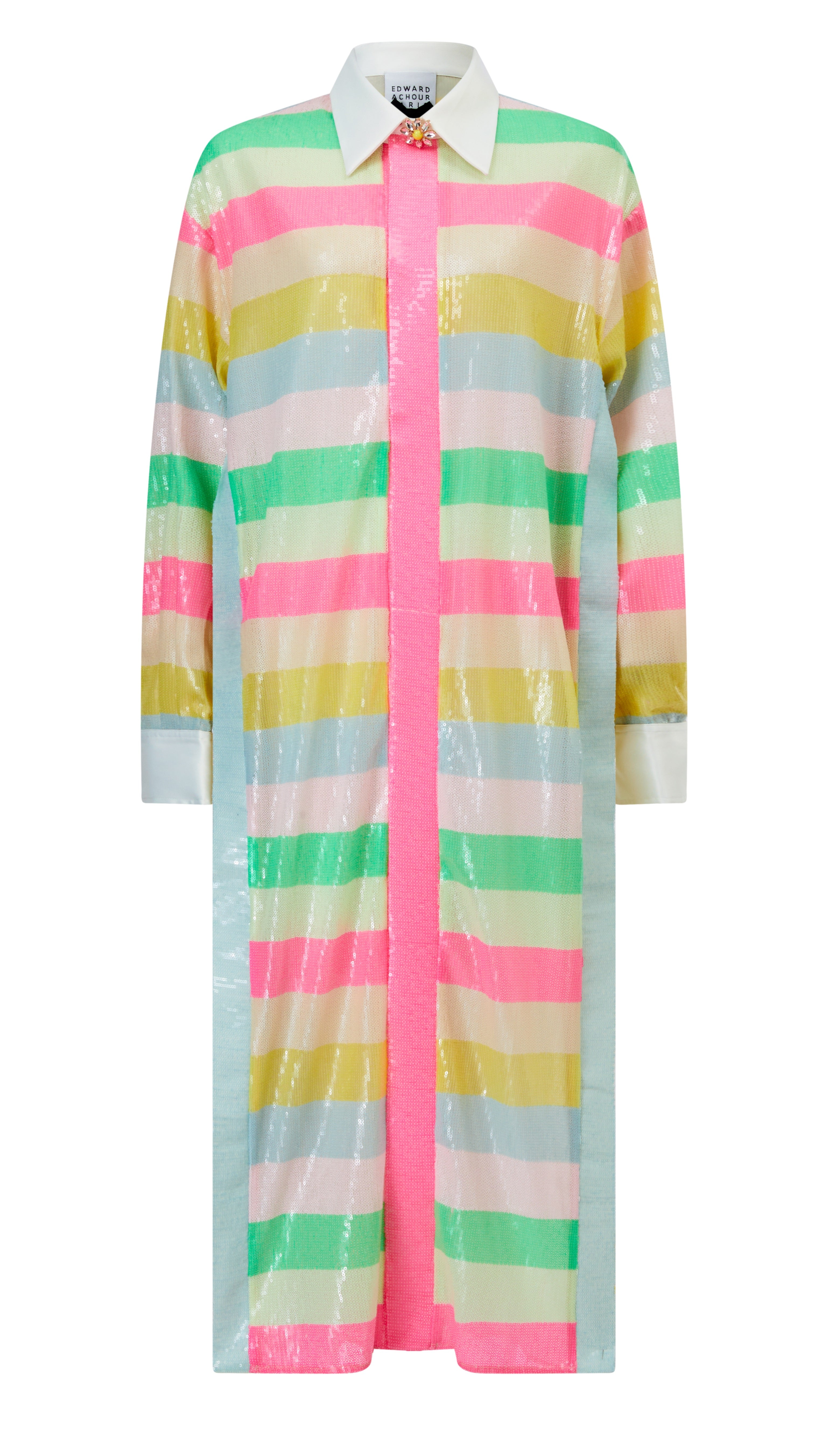 Multicoloured candy sequins stripes Maxi shirt