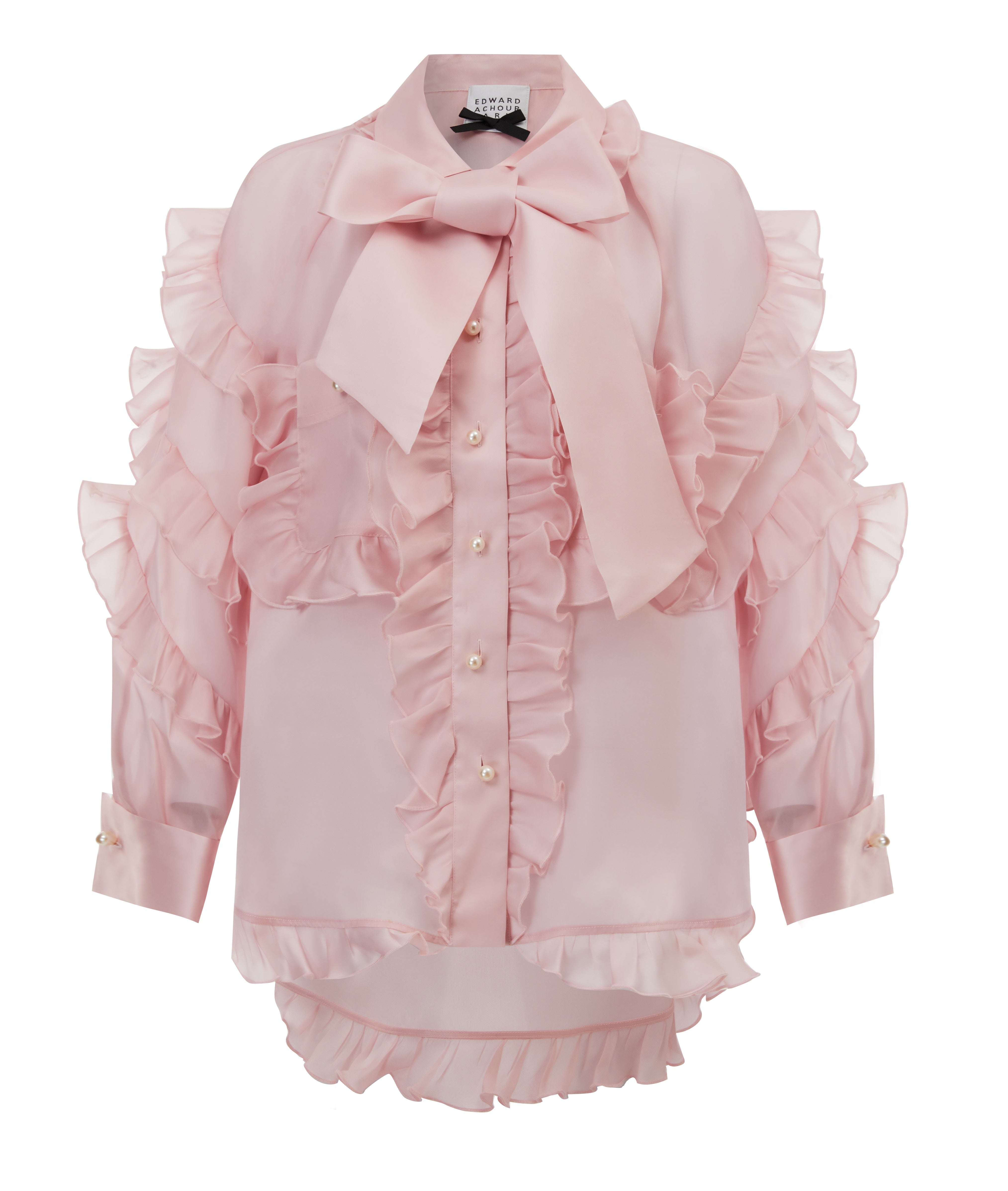 Triple silk organza ruffled blouse