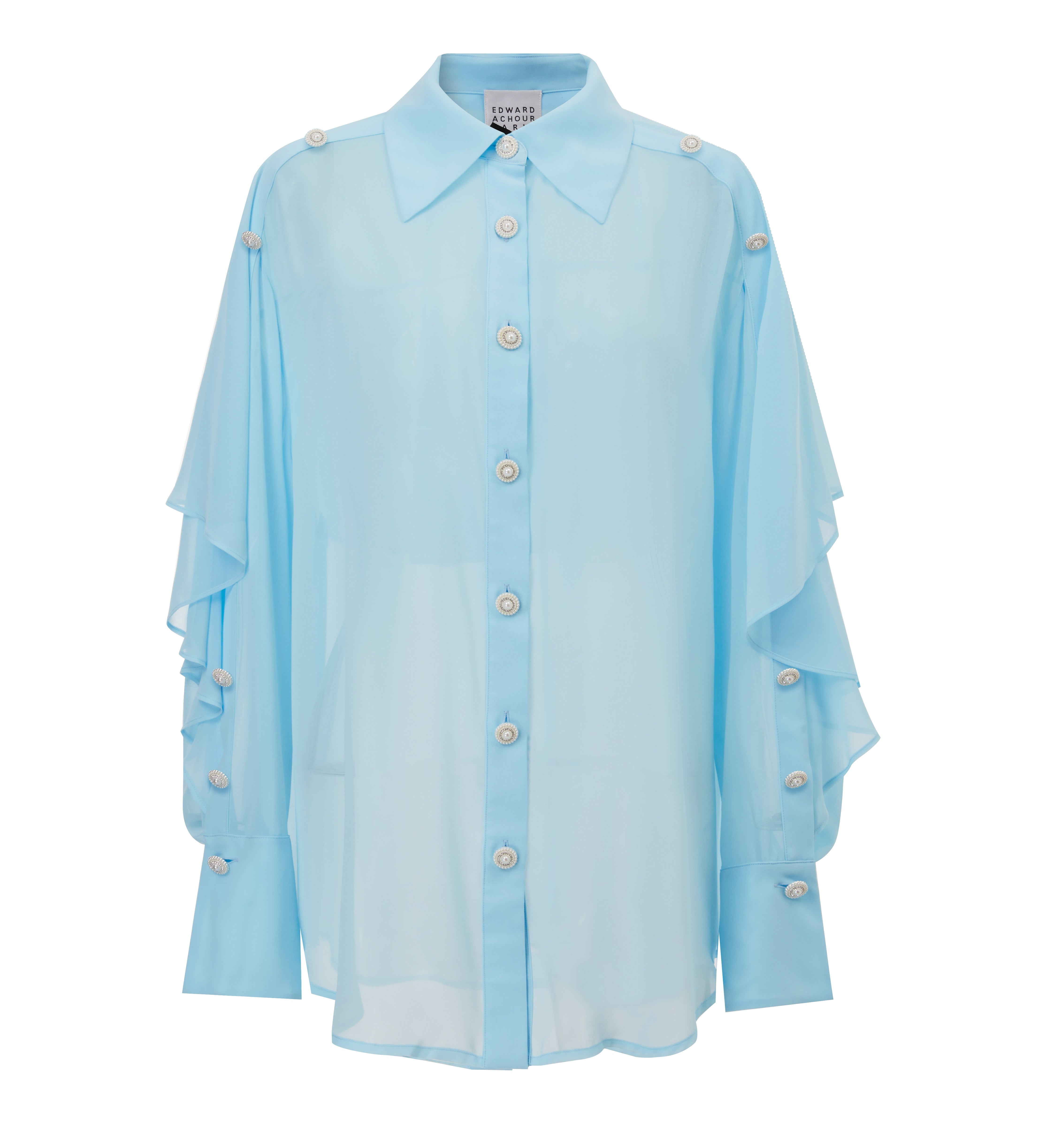 Ruffle sleeves details blouse long pastel blouse