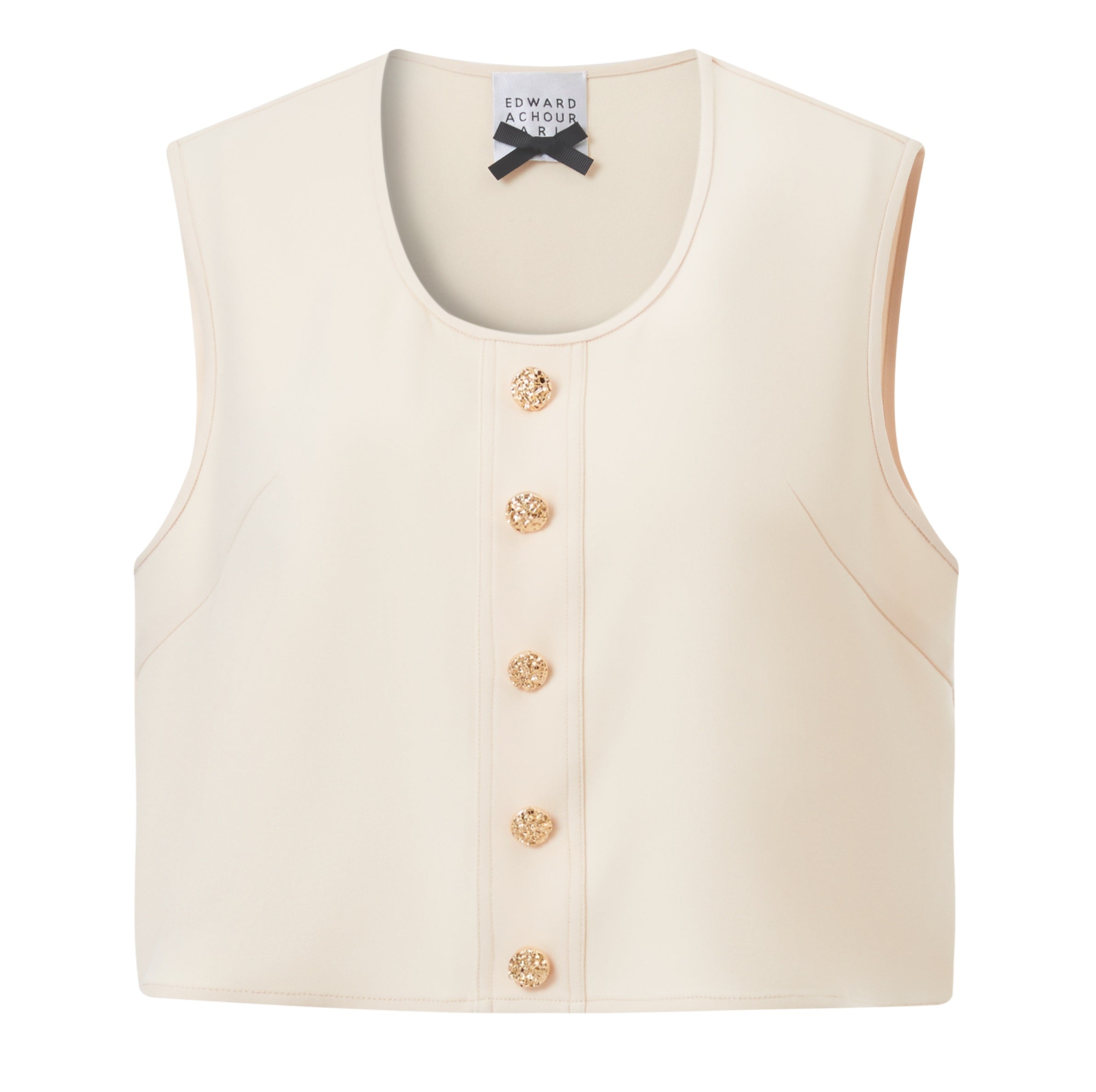 Sleeveless caddy crêpe top with gold buttons