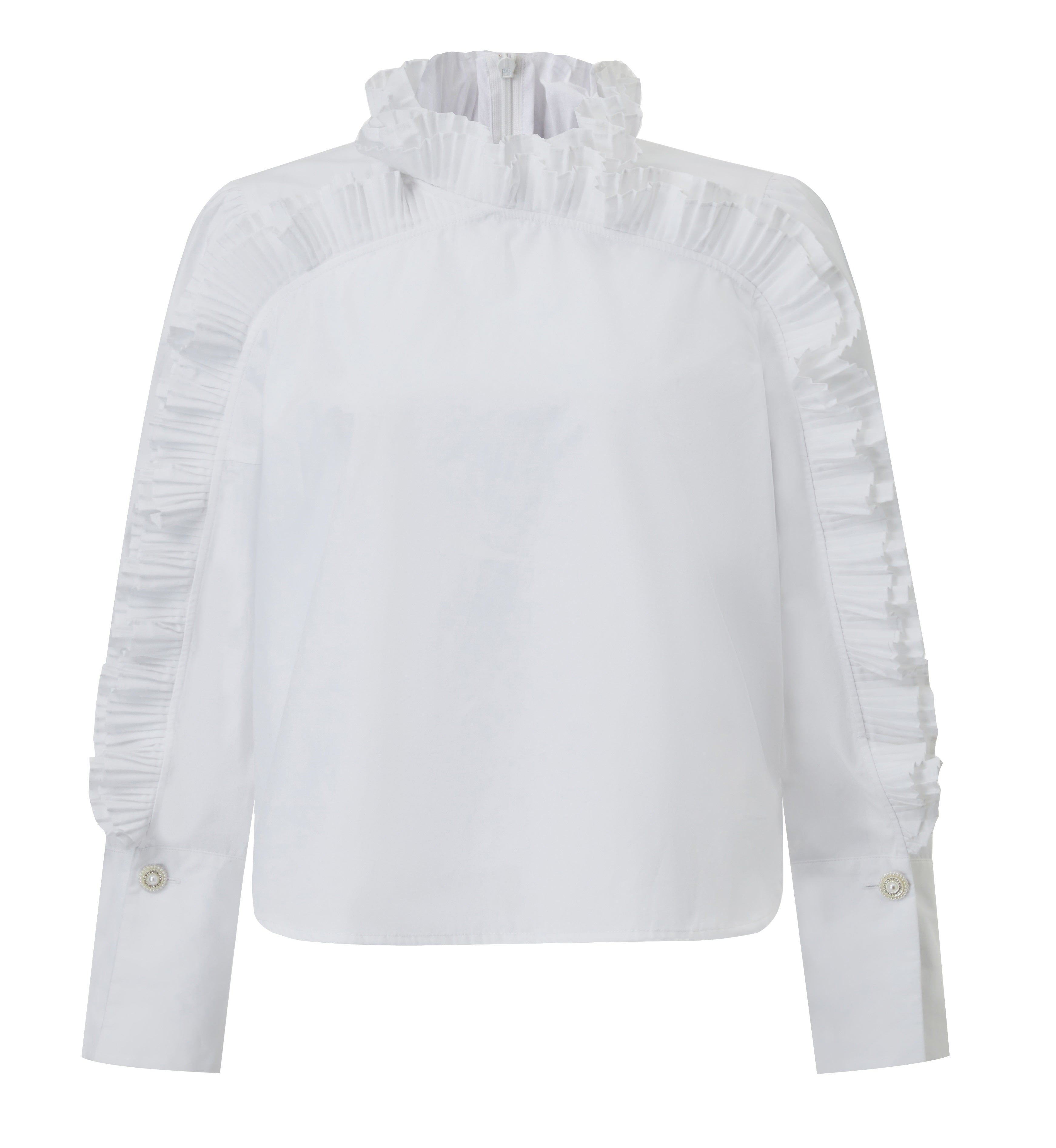 Long sleeves Pleated poplin top