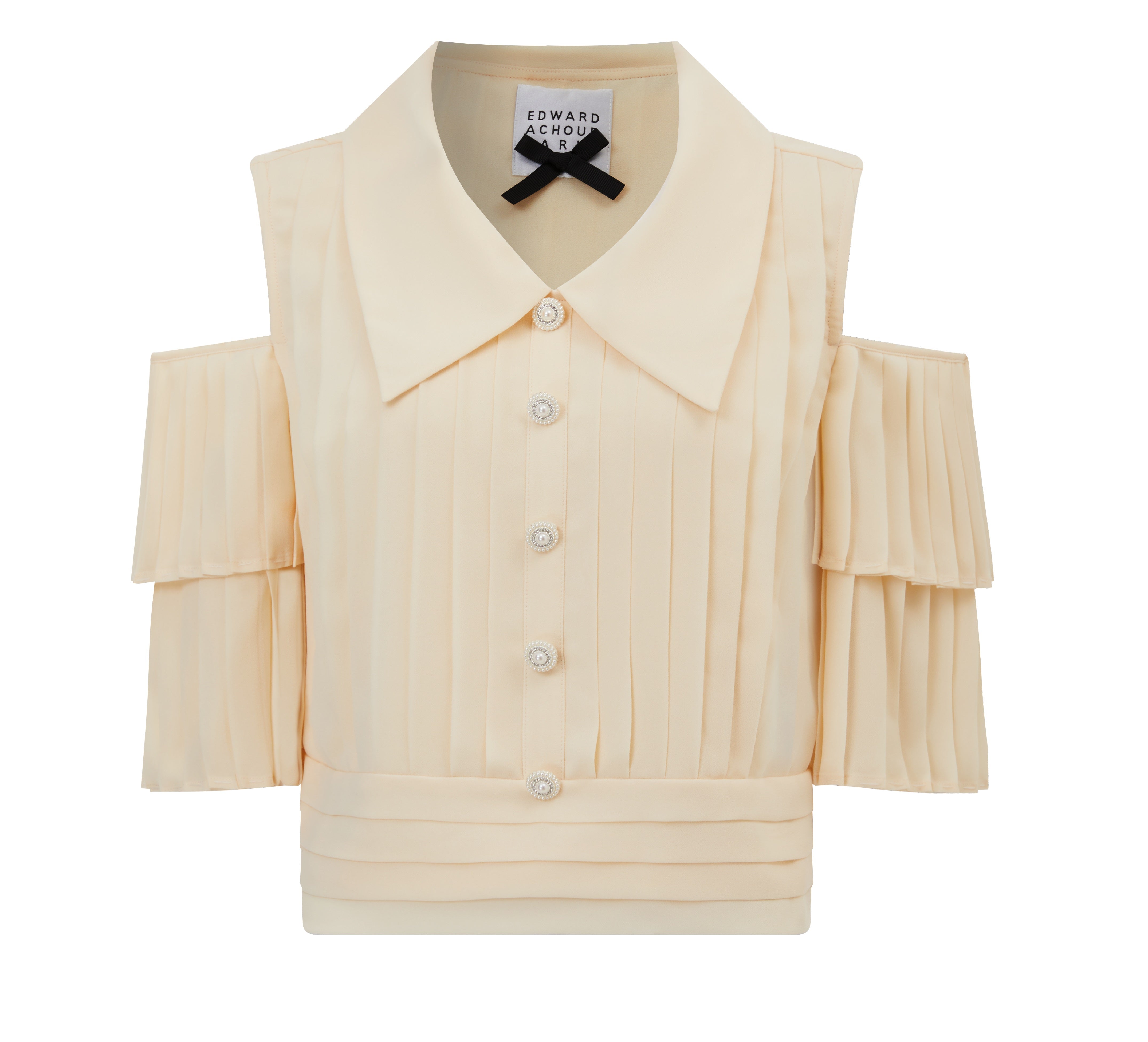 Open shoulders pleated top