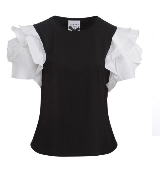 Flower sleeves jersey fitted top