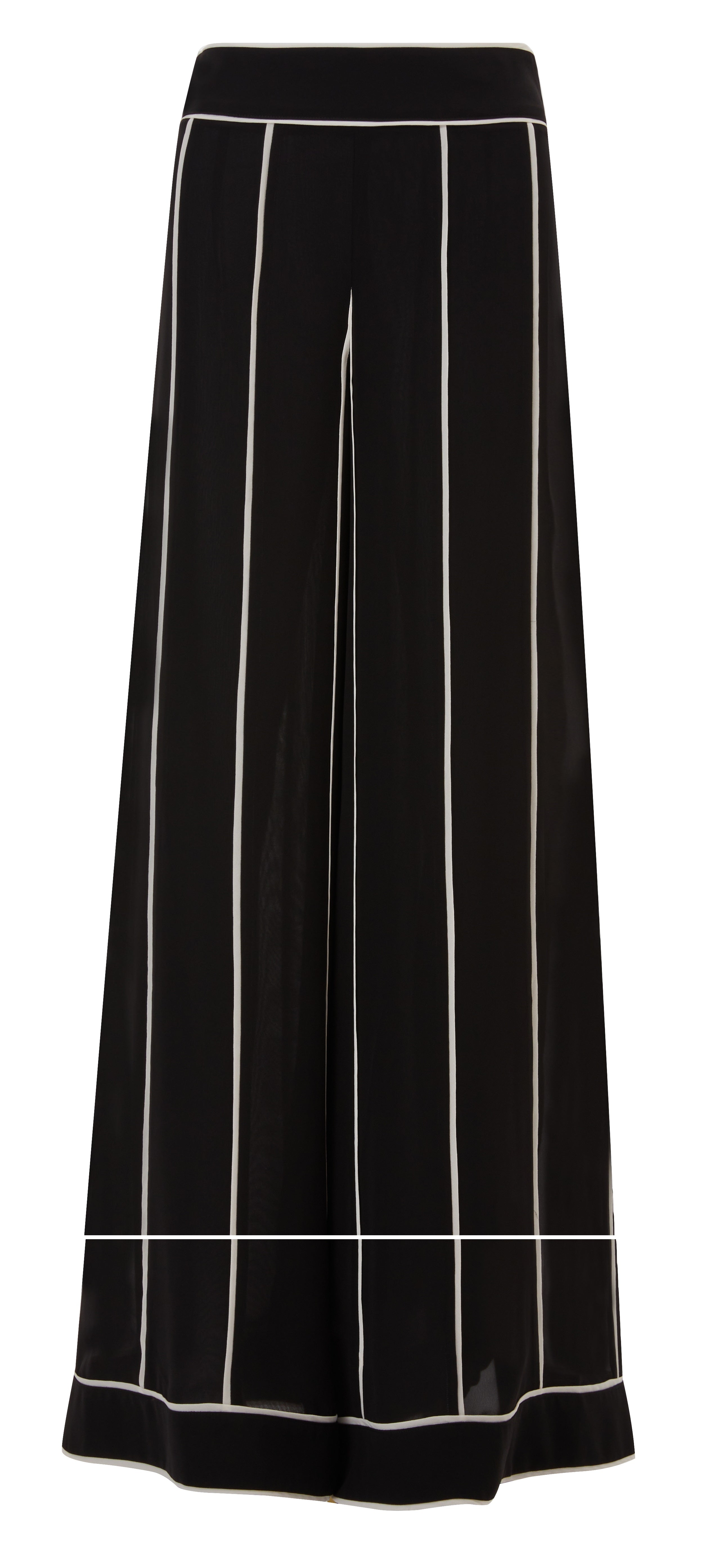 Black chiffon pants with contrasted pipings