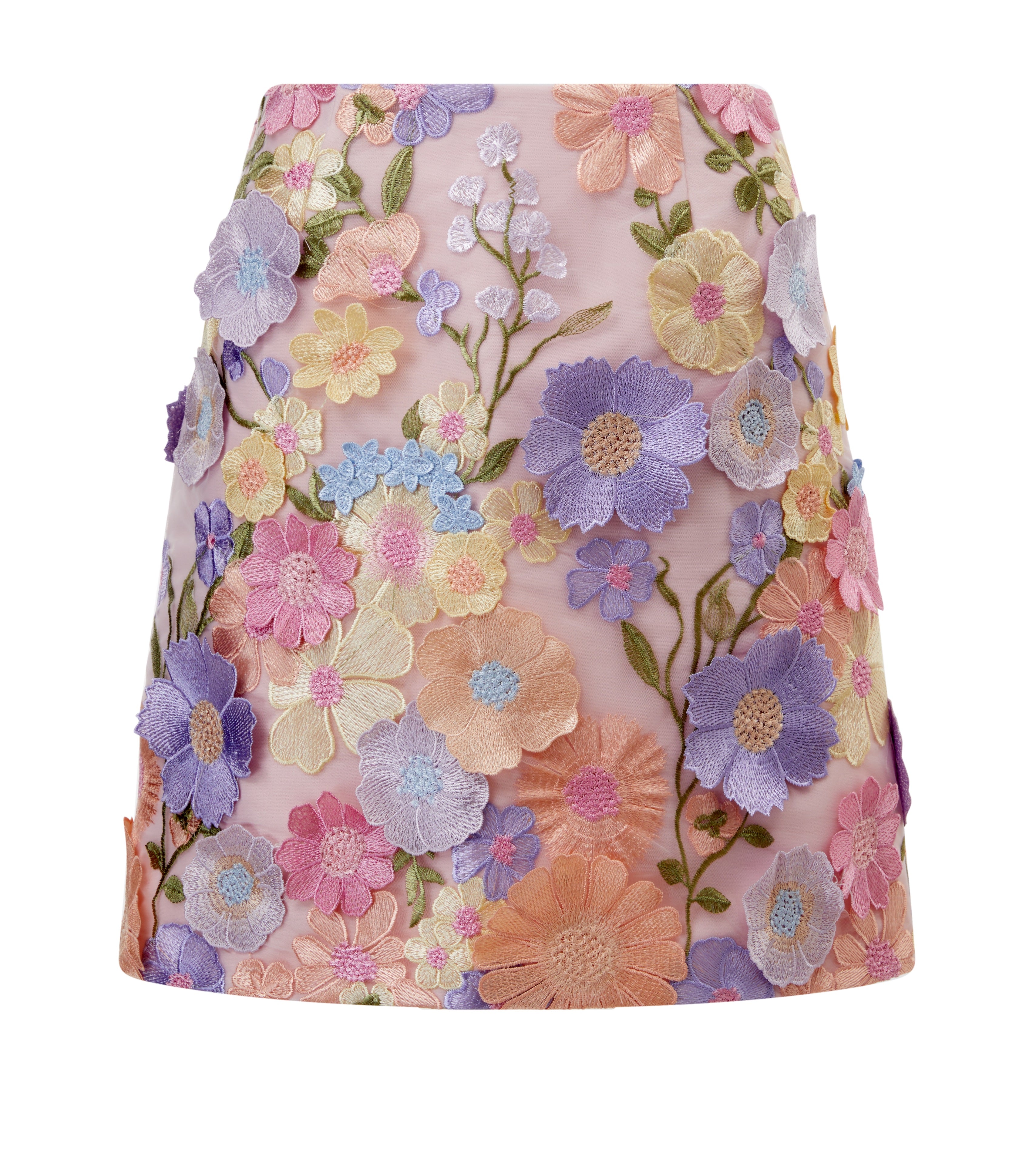 3D embroidered flowers lace short skirt