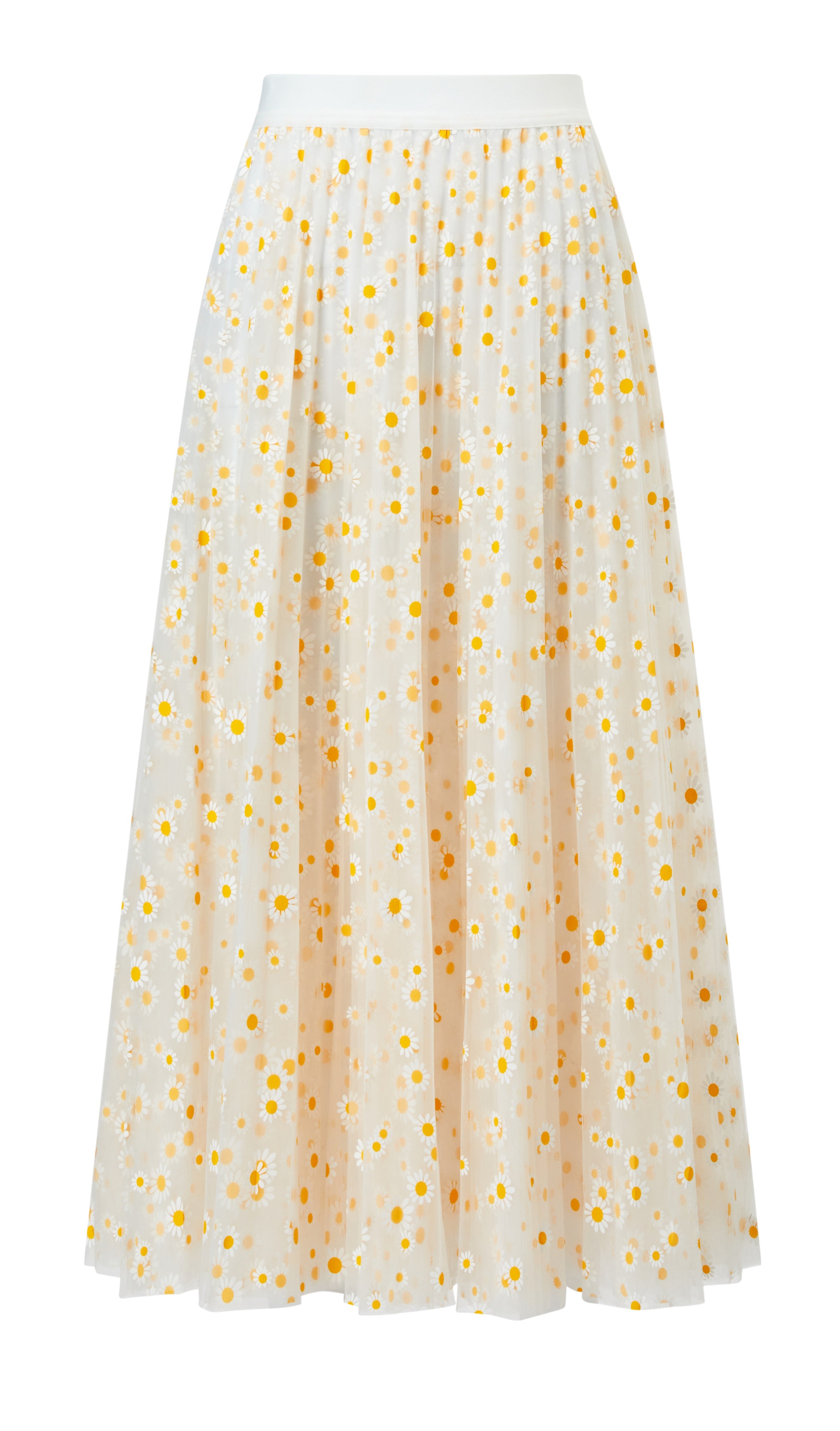 Multi layers daisies flowers pleated skirt