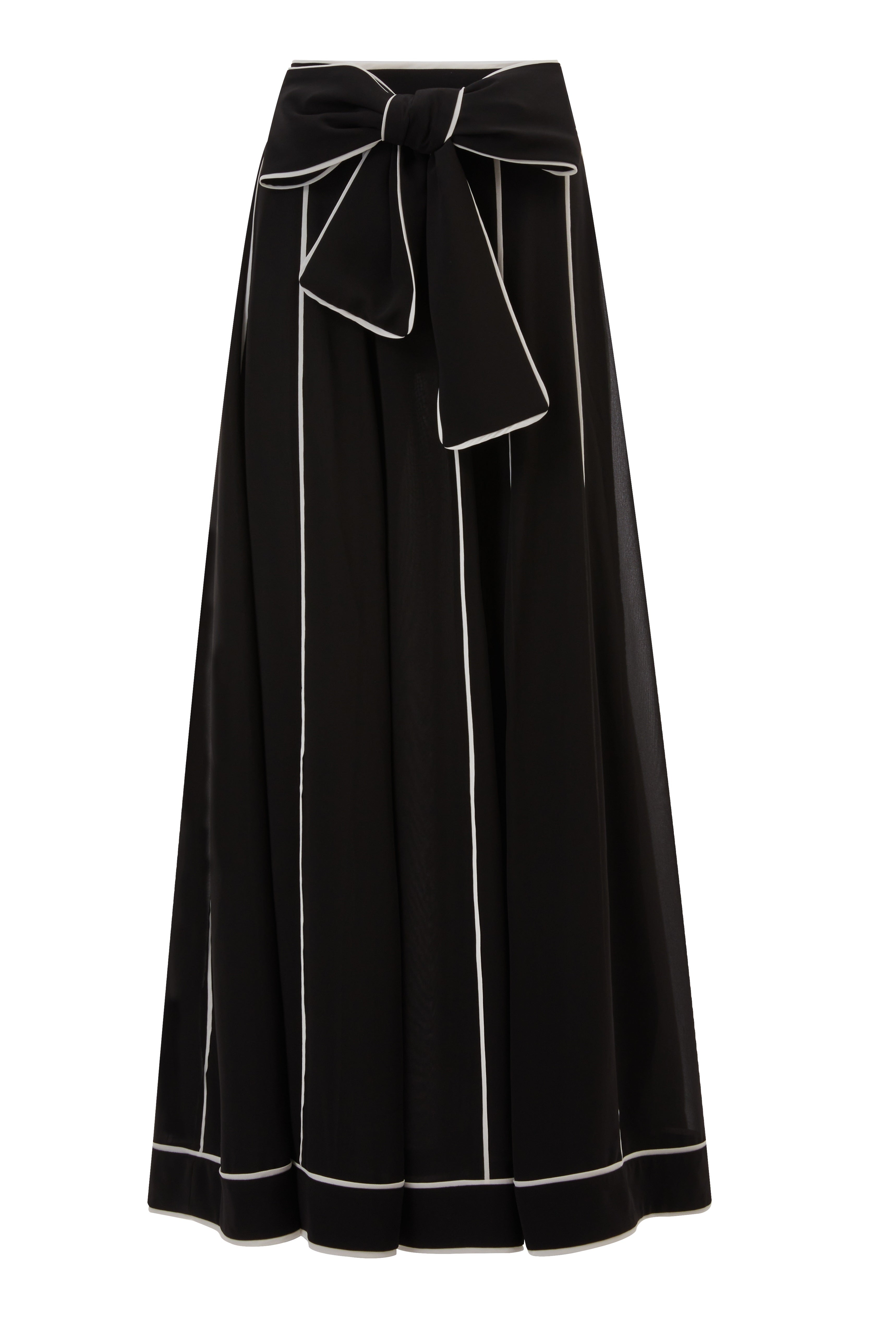 Long crêpe chiffon skirt with matching belt