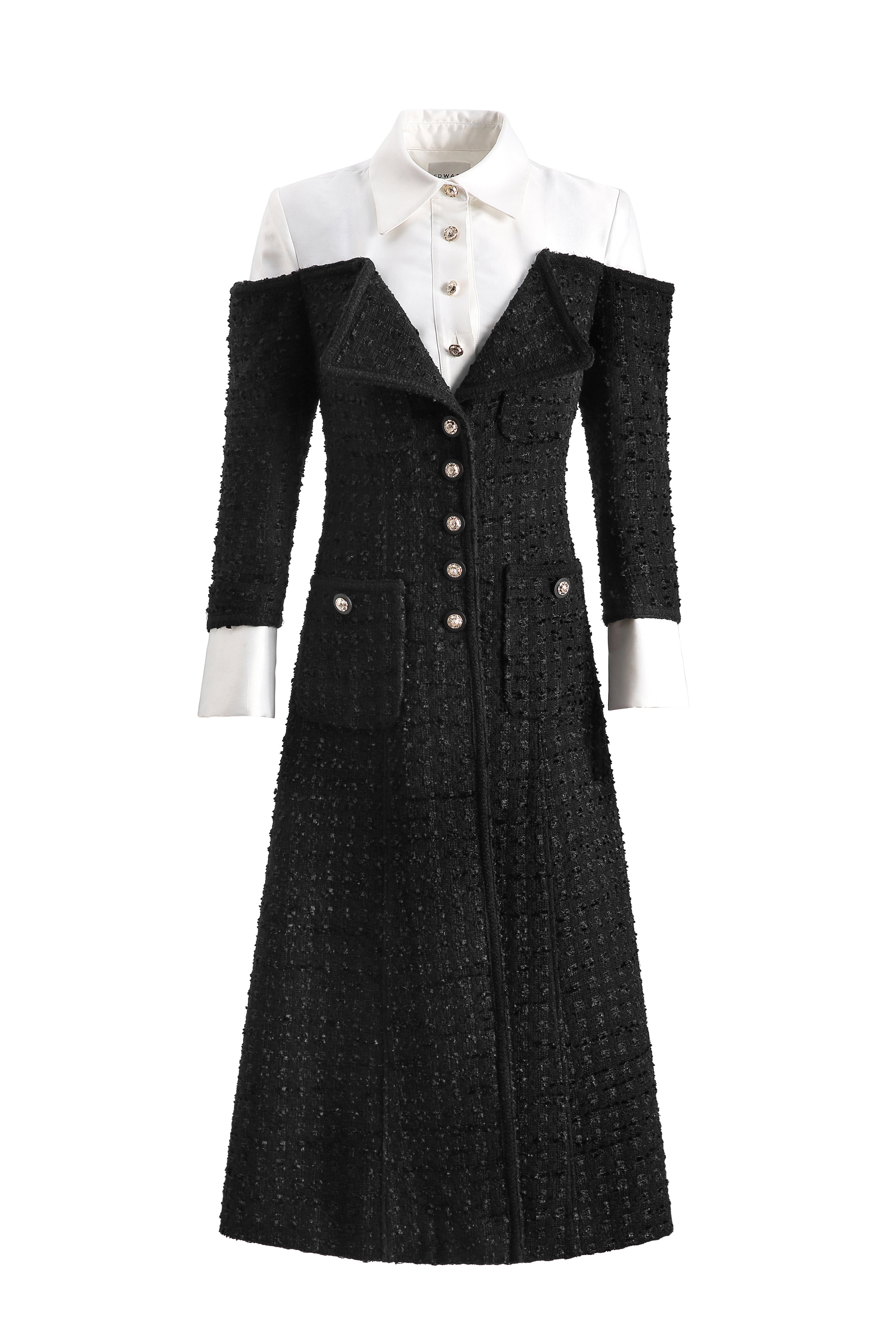 2 in 1 long fitted dress coat