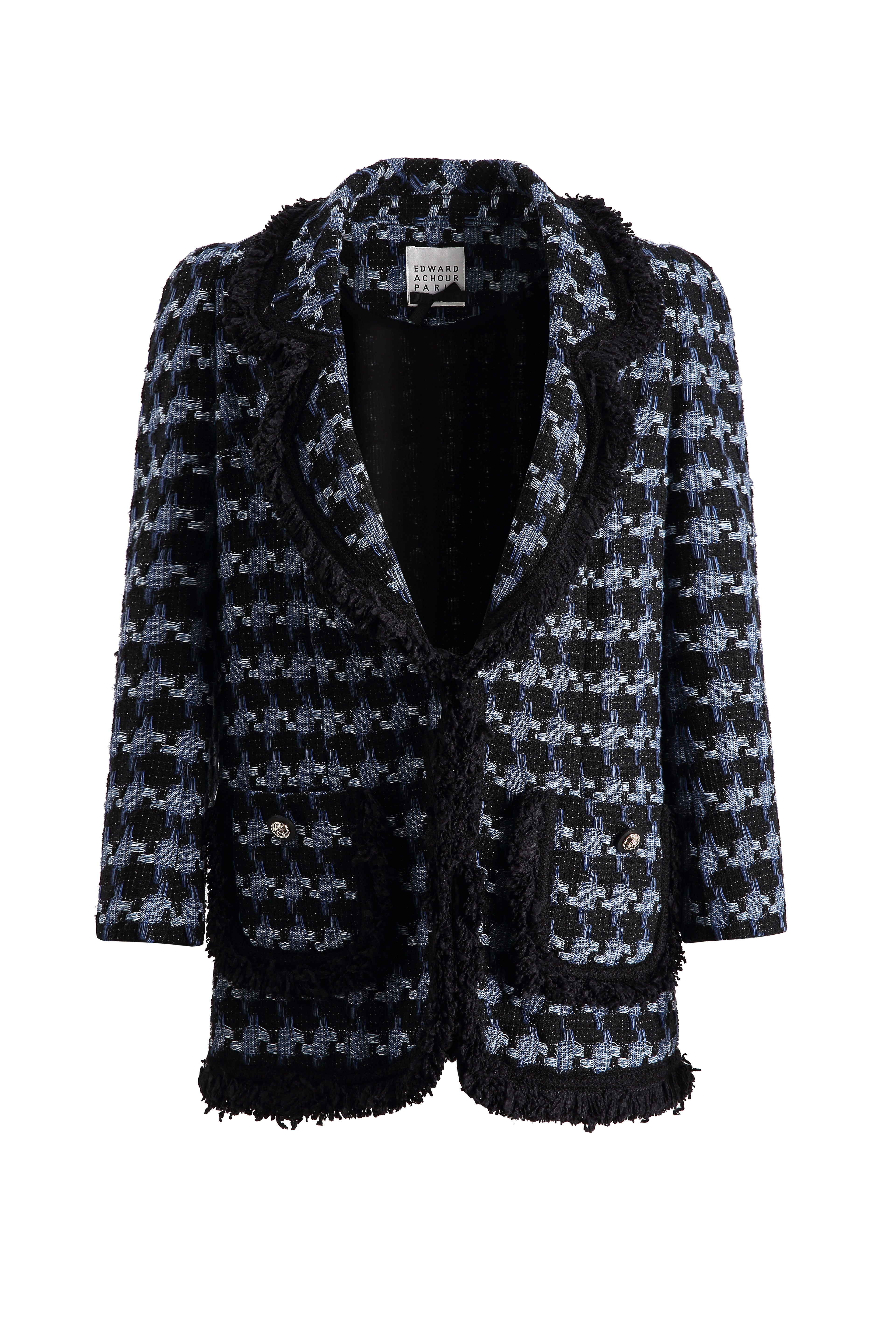 Franges denim franged Houndstooth blazer