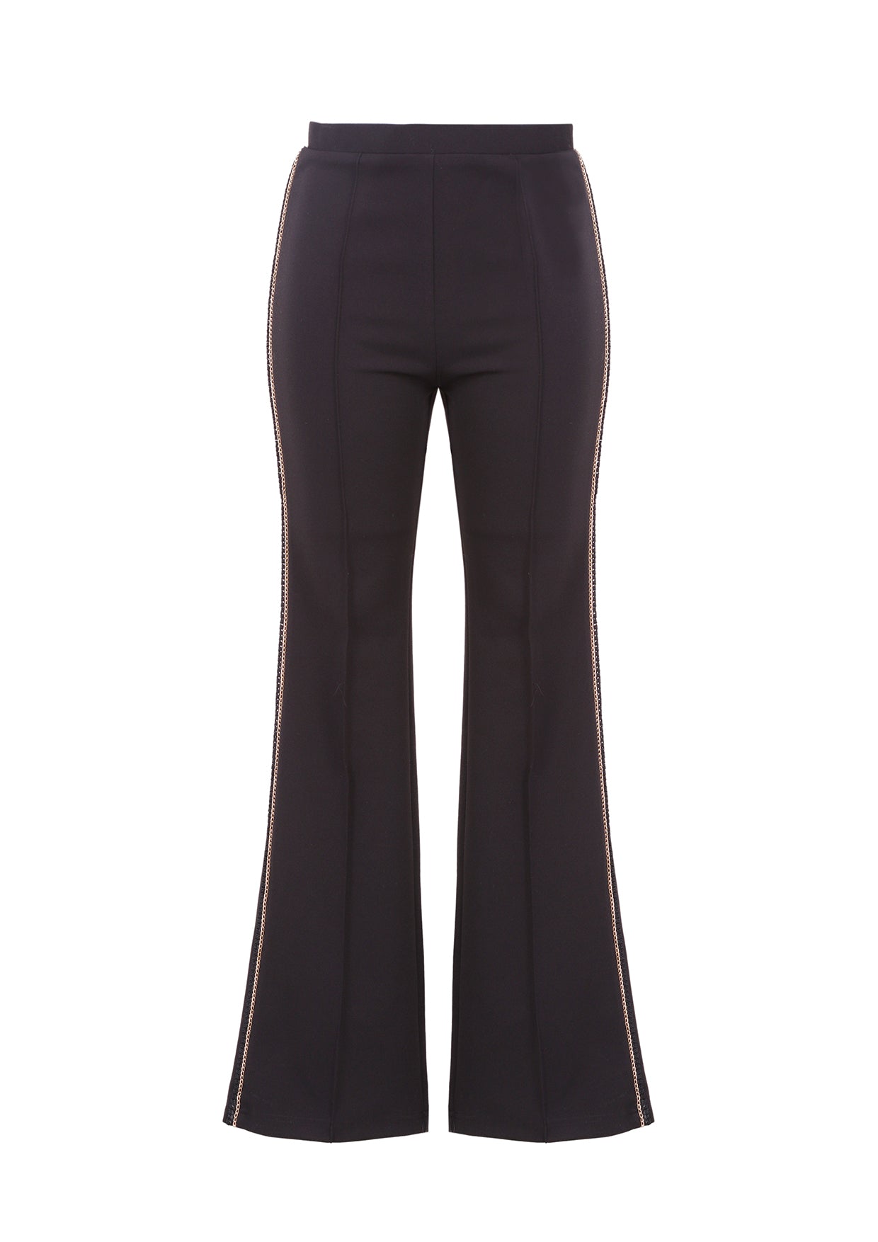 Jersey black pant with chain details on side